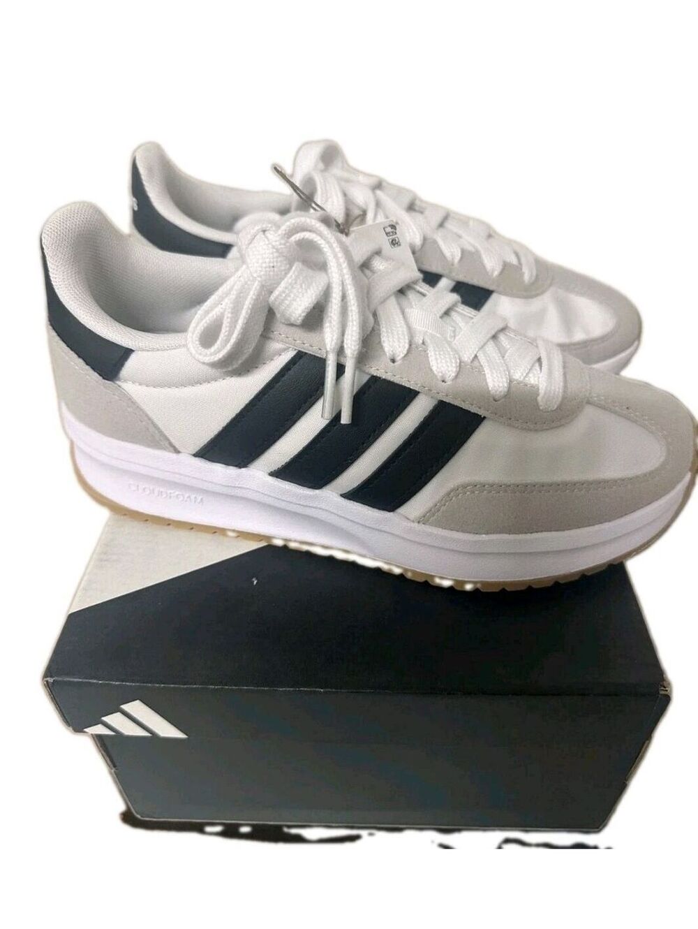 Adidas Run 70s 2.0 J White Black Grey Youth Size 4 Women 5.5 JI2266 NIB Sneaker